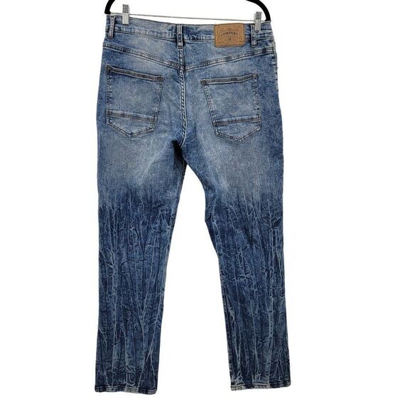 Company 81 Mens Jeans Skinny Bleach Acid Streaked Light Wash Blue 34 x 32 - Picture 3 of 14